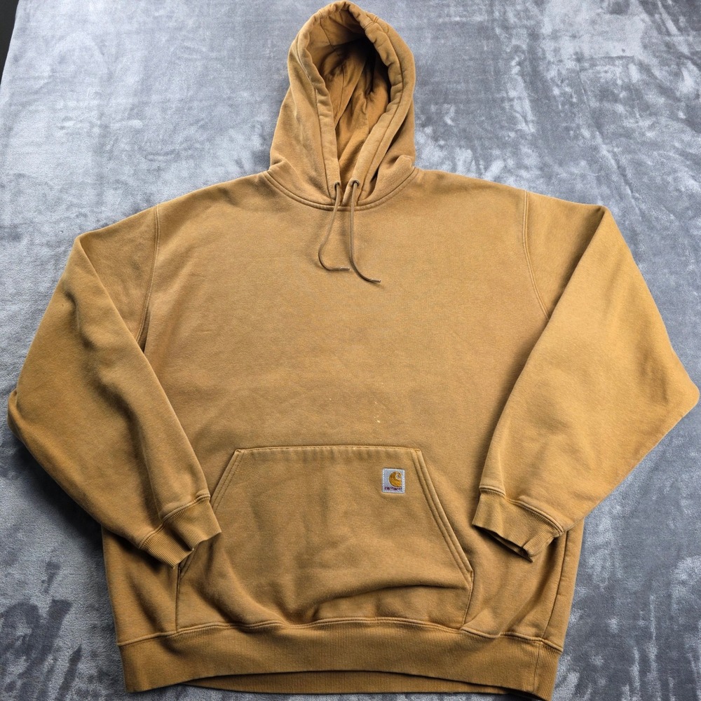 Carhartt Hoodie Men XL Brown K184 BRN Heavyweight Pullover Sweatshirt